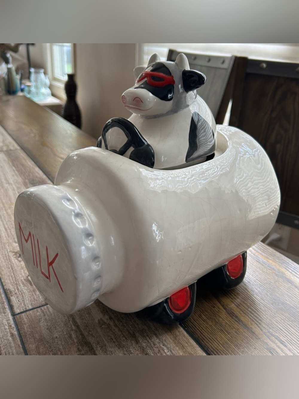 Clay Art "Cow Racer" cookie jar from 1993.